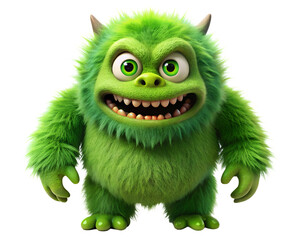 Fototapeta premium green monster cartoon isolated on white background. PNG Transparent file type with high definition quality And vibrant color grading Available.