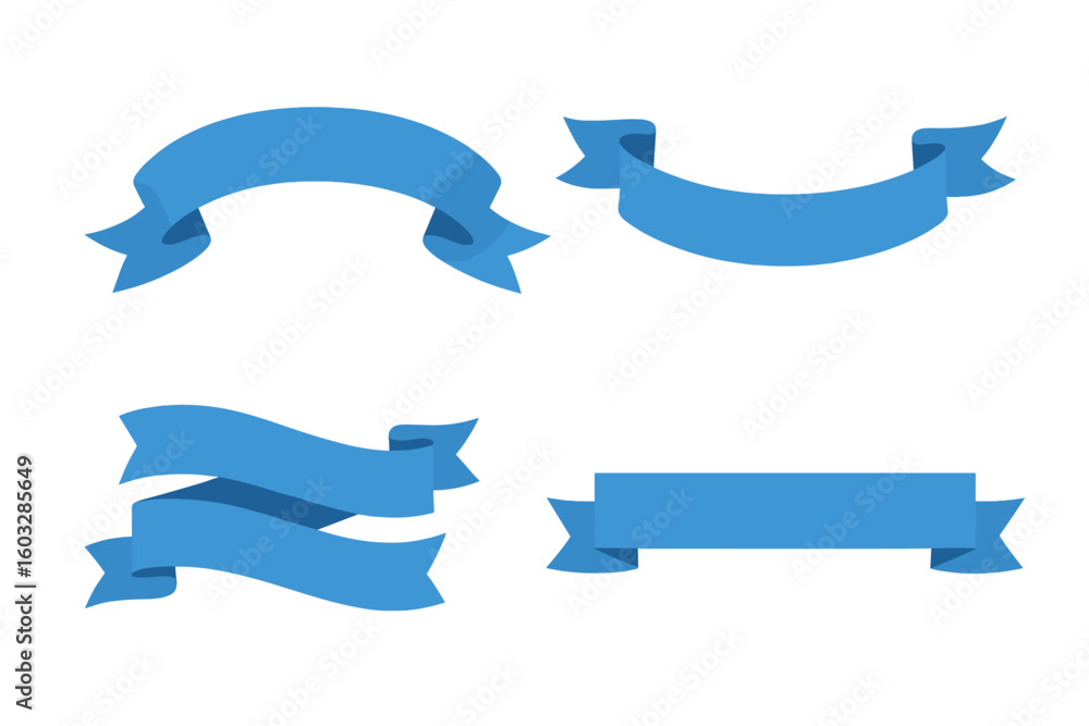 Fototapete blue ribbons vector set. collection of four decorative banners for text and design. empty vintage sc