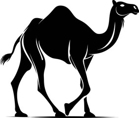Black and White camel – Minimalist Line Art Vector Illustration for Logo or Print Design