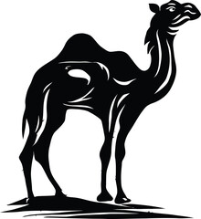 Black and White camel – Minimalist Line Art Vector Illustration for Logo or Print Design
