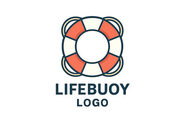 Lifebuoy Icon Logo Vector. Nautical Safety Life Ring Symbol Isolated. Rescue Water Equipment. Maritime Security Emblem. Sea Survival Helpline. Circular Red and White Safety Device Illustration.