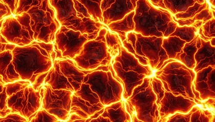 Seamless Texture of Fiery Orange Lava and Molten Magma Abstract Background