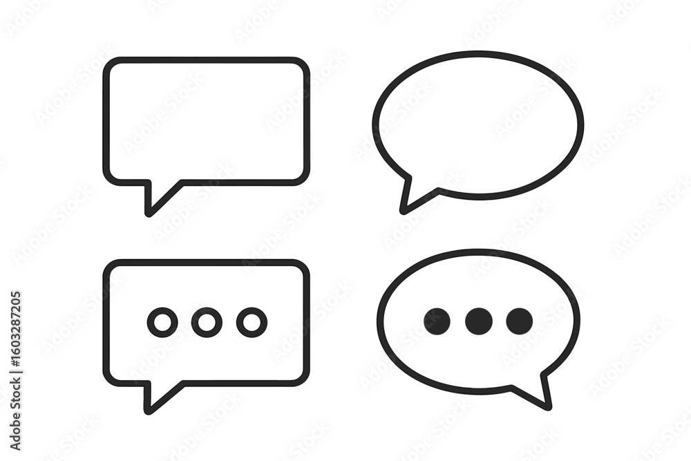 Fototapete speech bubble icon set for chat and messages. vector line art illustration of dialogue, comment, and