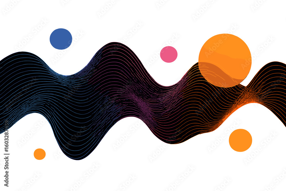 Poster abstract background with dynamic color wave. flowing lines and particle dots. modern futuristic conc