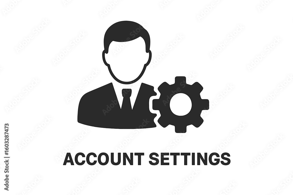 Poster account settings icon. user profile management. man gear symbol. service configuration concept. admi