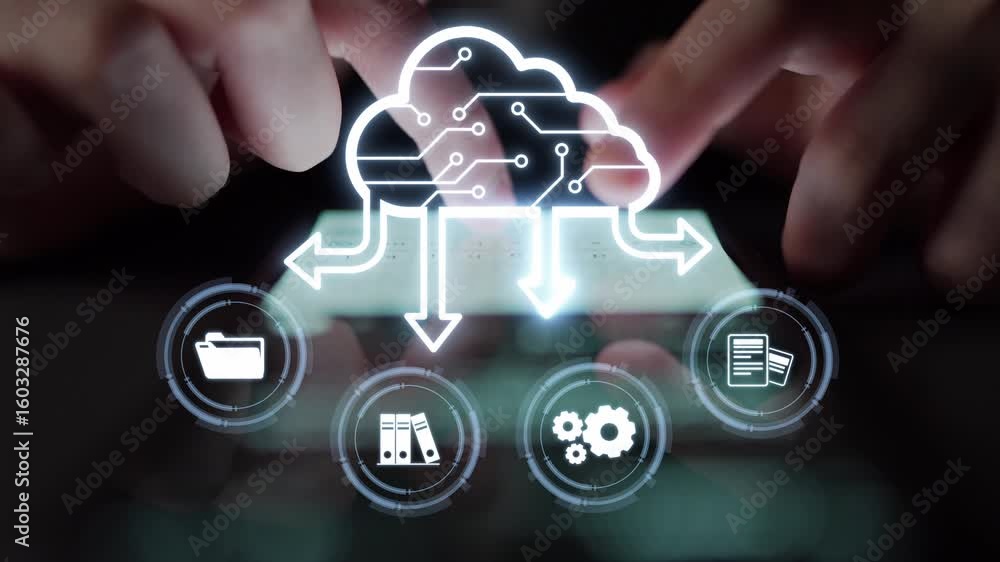 Poster cloud computing, cloud strategy, and cloud technology transforming digital infrastructure with scala