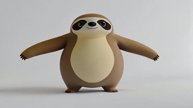 Whimsical Animated Sloth Character Rendered in 3D for Creative Projects