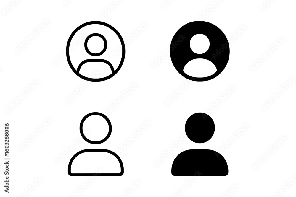 Poster user avatar icon set. profile person symbol collection. account member silhouette for web design ui 