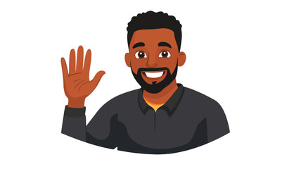 Cheerful Black Man Gesturing Hi with Waving Hand