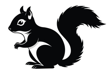 Black Squirrel Silhouette Vector Illustration of a Cute Rodent with a Bushy Tail