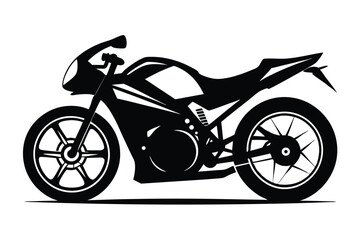 Fototapeta premium Black Silhouette of a Sport Motorcycle, Streamlined Body, Angular Design Elements