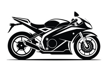 Obraz premium Black and White Illustration of a Sleek, Modern Sport Motorcycle with Streamlined Design