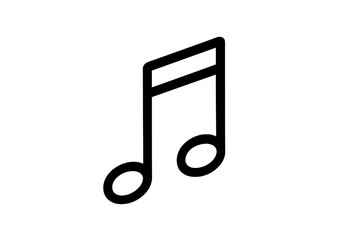 Minimalist Music Note Icon Vector. Simple Double Quaver Eighth Notes Symbol. Bold Black Outline Musical Notation Clipart. Isolated Transparent Background for Music Apps, Websites, Graphic Design.