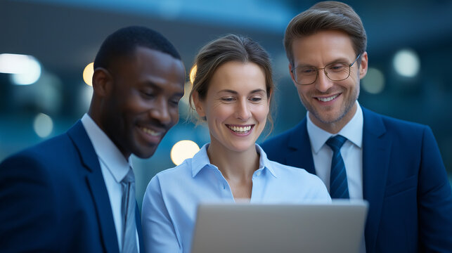 Colleagues Collaborating on Marketing Plan in Modern Office