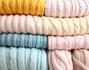 Generated image Closeup Pastel Pink Blue White Braided Yarn Texture