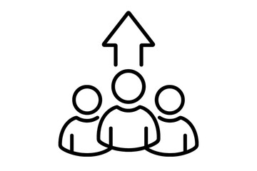 Teamwork and leadership icon with arrow up. Symbolizes business growth, career development, and success. Group achievement and corporate progress vector illustration.