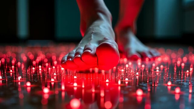 pins and needles, nerve pain, sensory response. Peripheral sensation. Feet tingling from neuropathy symptoms. Skin sensitivity triggers unpleasant reactions. Neural pathways conduct electrical