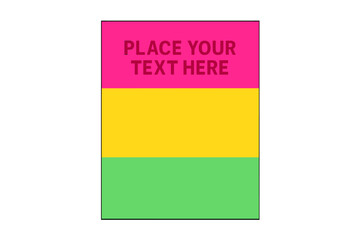 Bright Neon Color Poster Template – Horizontal Pink, Yellow, Green Stripes, Editable Placard Design, Vibrant Multicolor Layout for Custom Text, Modern Vector Illustration, Printable Flyer Background