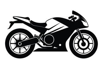 Obraz premium Silhouette of Black Sports Motorcycle with Detailed Fairings and Wheel Spokes Design