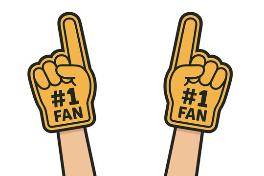 Foam Finger Number One Fan Vector Illustration, Sports Spirit Hand Sign, Cheering Crowd Support Gesture, Sporting Event Merchandise, Isolated Clipart, Transparent Background