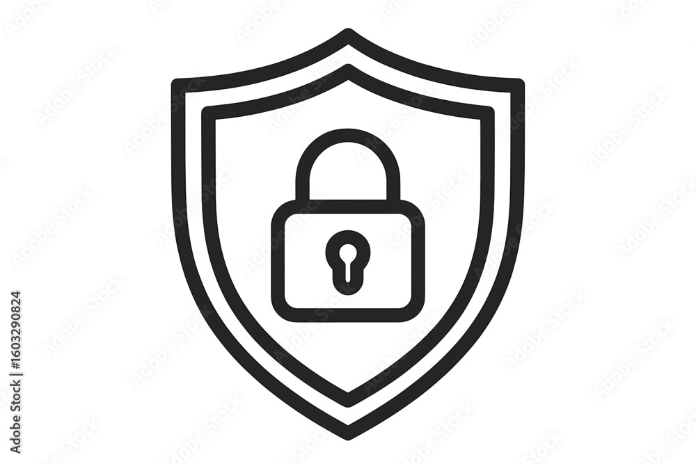 Poster padlock shield security icon vector. cybersecurity privacy sign. secure access protection badge. dig
