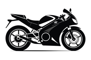 Fototapeta premium Sleek Black Silhouette of a Sport Motorcycle with Detailed Wheel Design Illustration
