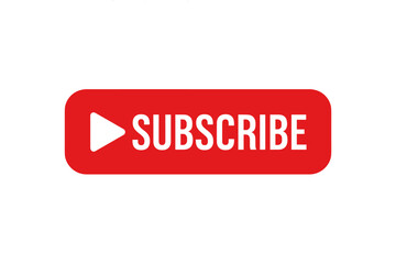 YouTube Subscribe Button Vector Icon. Play Symbol Red Call-to-Action. Social Media Subscribe Label. Modern Video Channel Button. Website and App CTA. Transparent Background. PNG and Editable Vector.