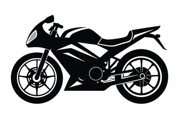 Obraz premium Sleek Black Silhouette of a Modern Sport Motorcycle with Intricate Wheel Designs