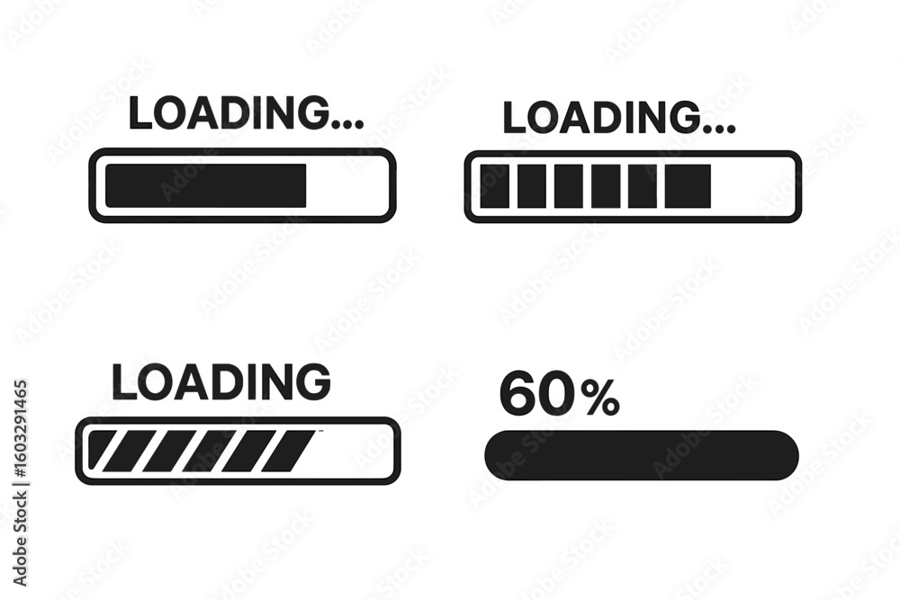 Poster loading progress bar collection. status bar icon set for user interface design. vector illustration 