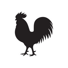 Seven distinct rooster clip art designs featuring vibrant colors and classic typography elements