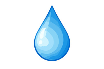 Water drop vector illustration isolated on transparent background. Blue shiny liquid droplet icon. Clean pure aqua symbol for design. Abstract glossy teardrop element.
