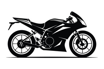 Obraz premium Sportbike Silhouette Illustration Modern Motorcycle Side View With Streamlined Design and Bold Graphics