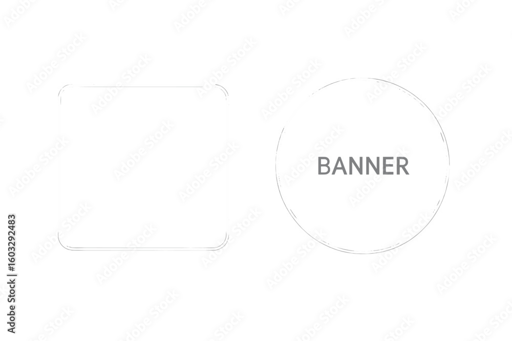 Poster ui kit with transparent widget frames for web and mobile app design. minimalist square and circle ba