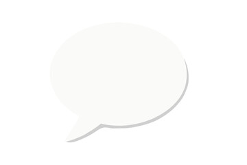 White paper speech bubble icon with a subtle shadow. 3D chat symbol for communication and dialogue. Vector illustration of a message, comment sign or thought balloon.