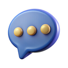 Modern 3D Blue Chat Bubble Icon. Glossy symbol for digital communication, online messaging, ongoing dialogue in technology and interface design.