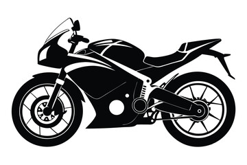 Obraz premium Black and White Graphic Illustration of a Sportbike Motorcycle with Fairing and Exposed Frame