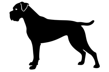Boxer Dog Silhouette on White Background animal