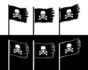 Pirate. Jolly Roger, a black pirate with Adam's head (human skull) and bones. Symbol of sea robbers and plunderers.