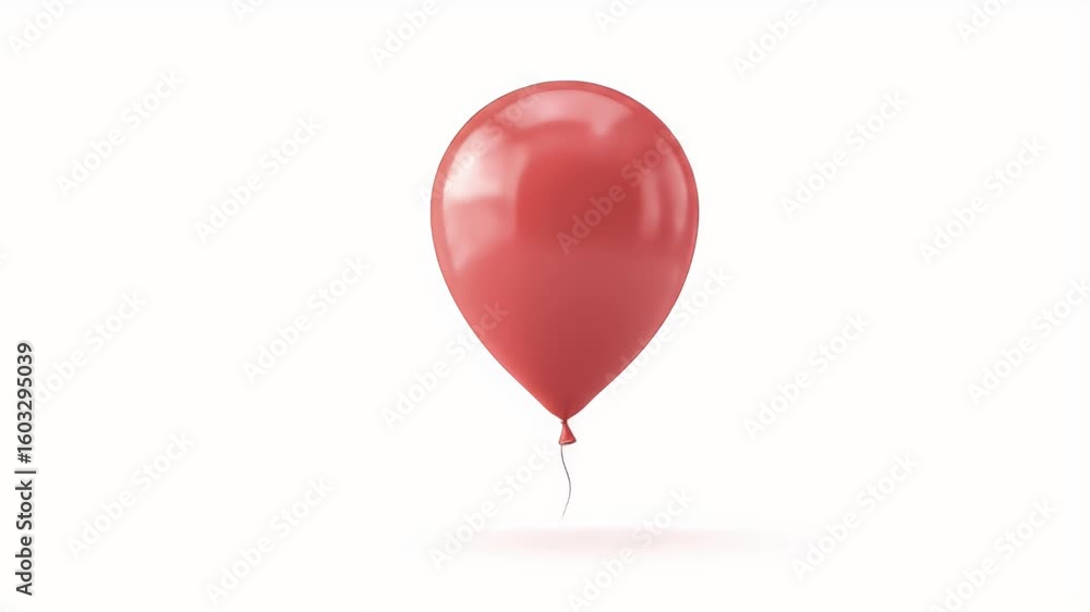 Poster a single red party balloon gently floating in a seamless loop on a clean white background.
