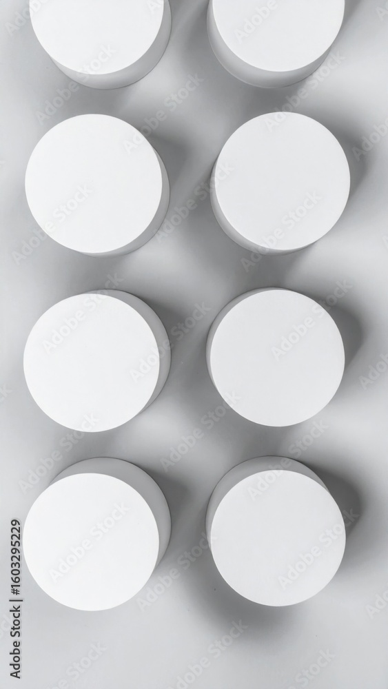 Aufkleber minimalist white circular shapes arranged in rows on a neutral background