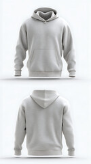 Plain light grey hooded sweatshirt with front pocket hoodie