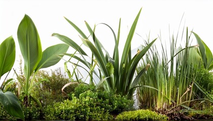 Obraz premium plants on the edge of swamps on a white background