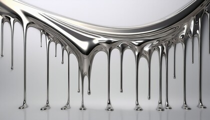 liquid silver dripping with white background