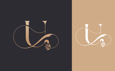 Abstract Initial letter U and Infinity decoration logo design vector illustration