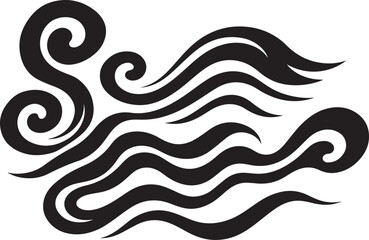 Fototapeta premium Abstract wave symbol in minimalist black line style for spiritual design