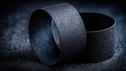 Two dark rings on a textured surface.