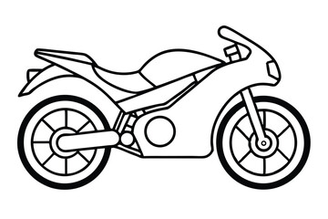 Outline Illustration of a Modern Motorcycle with Visible Wheels and Fairing Design
