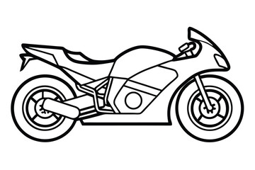 Line Art Depiction of a Sportbike Motorcycle Silhouette with Bold Outlines and Details
