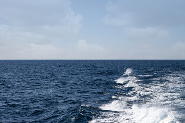 Seascape and blue sky in French Arcachon bay