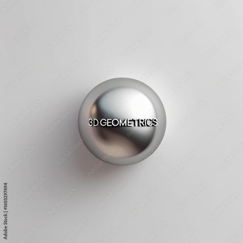 Fototapete rendered sphere with subtle reflections on a plain surface showcasing light and shadow interaction n